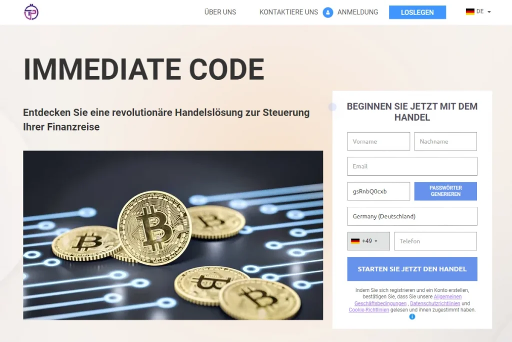 Immediate Code Offizielle Website