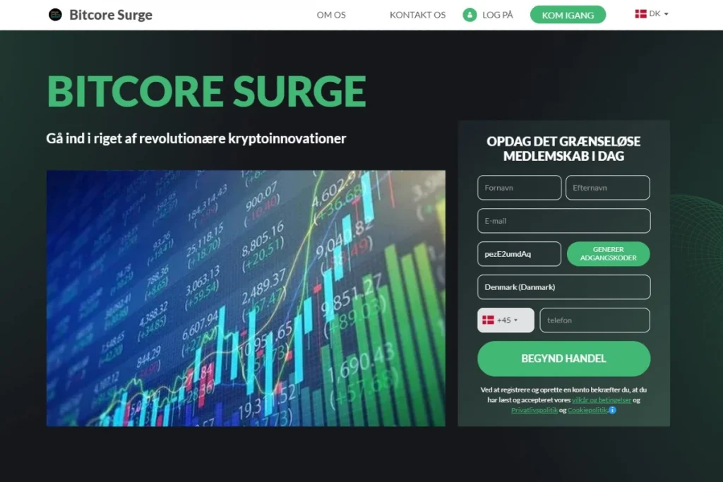 Bitcore Surge hjemmeside Officiel