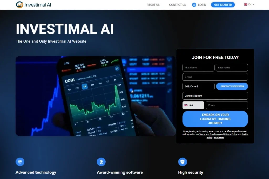 Investimal AI Crypto Platform website