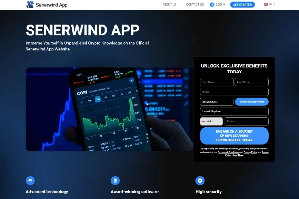 Senerwind App crypto website