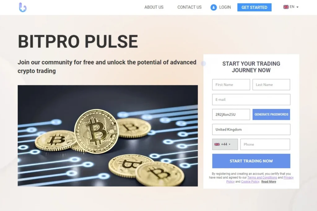 Bitpro Pulse Crypto Trading Platform website