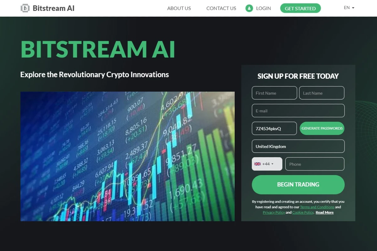 Bitstream AI crypto trading platform website