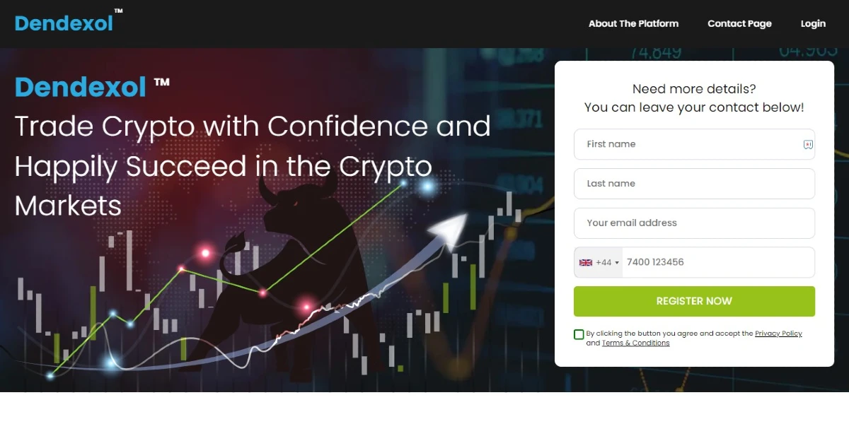 Dendexol crypto trading platform website