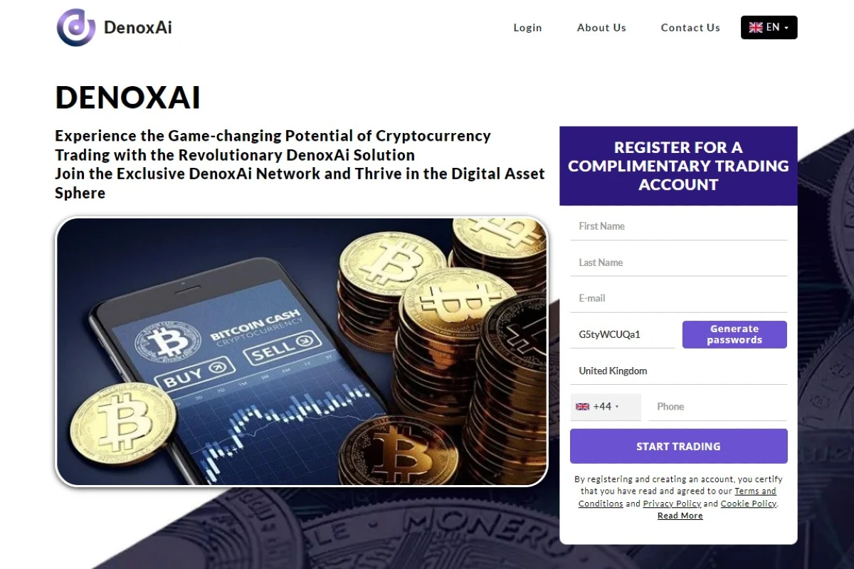 DenoxAi Crypto Trading Platform website