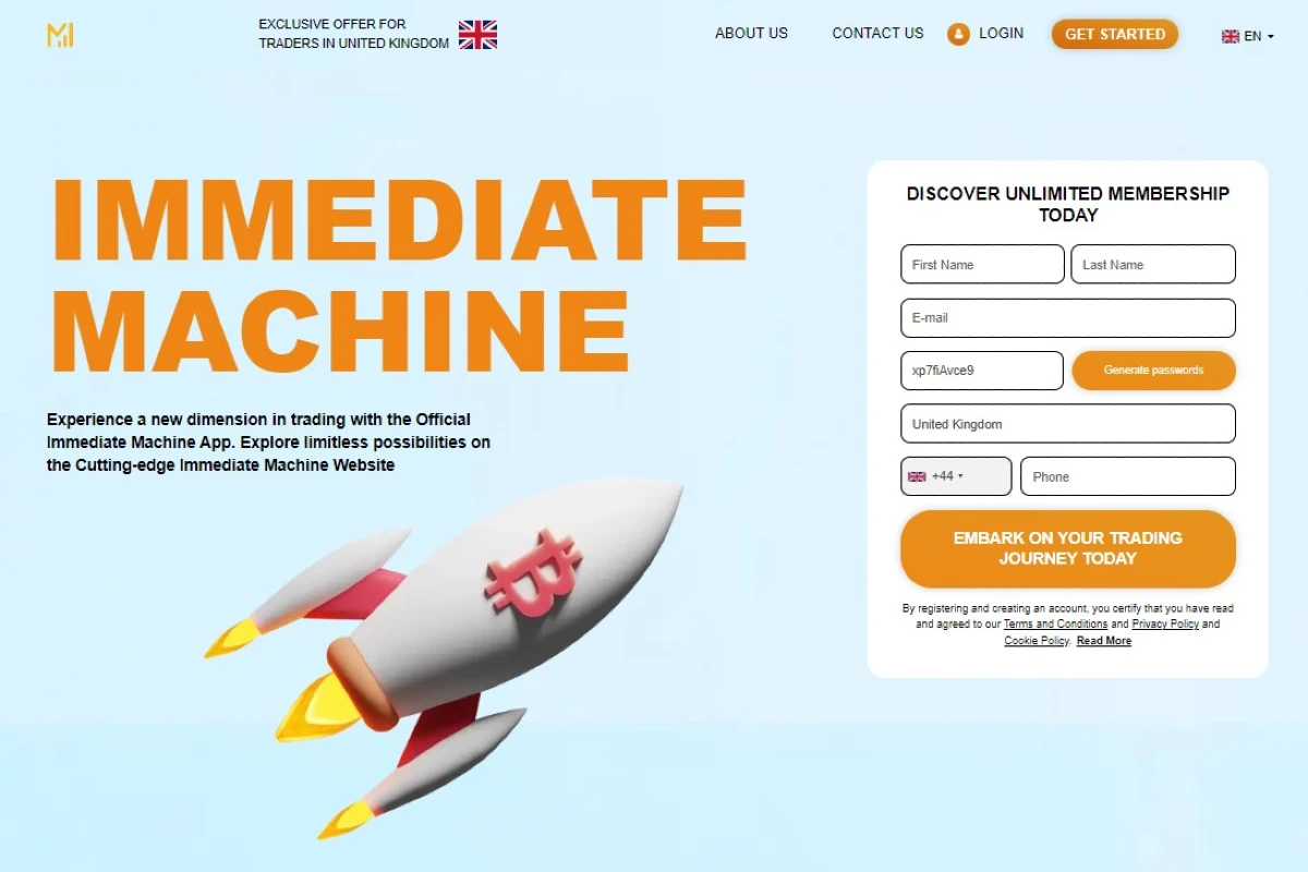 Immediate Machine trading platform website