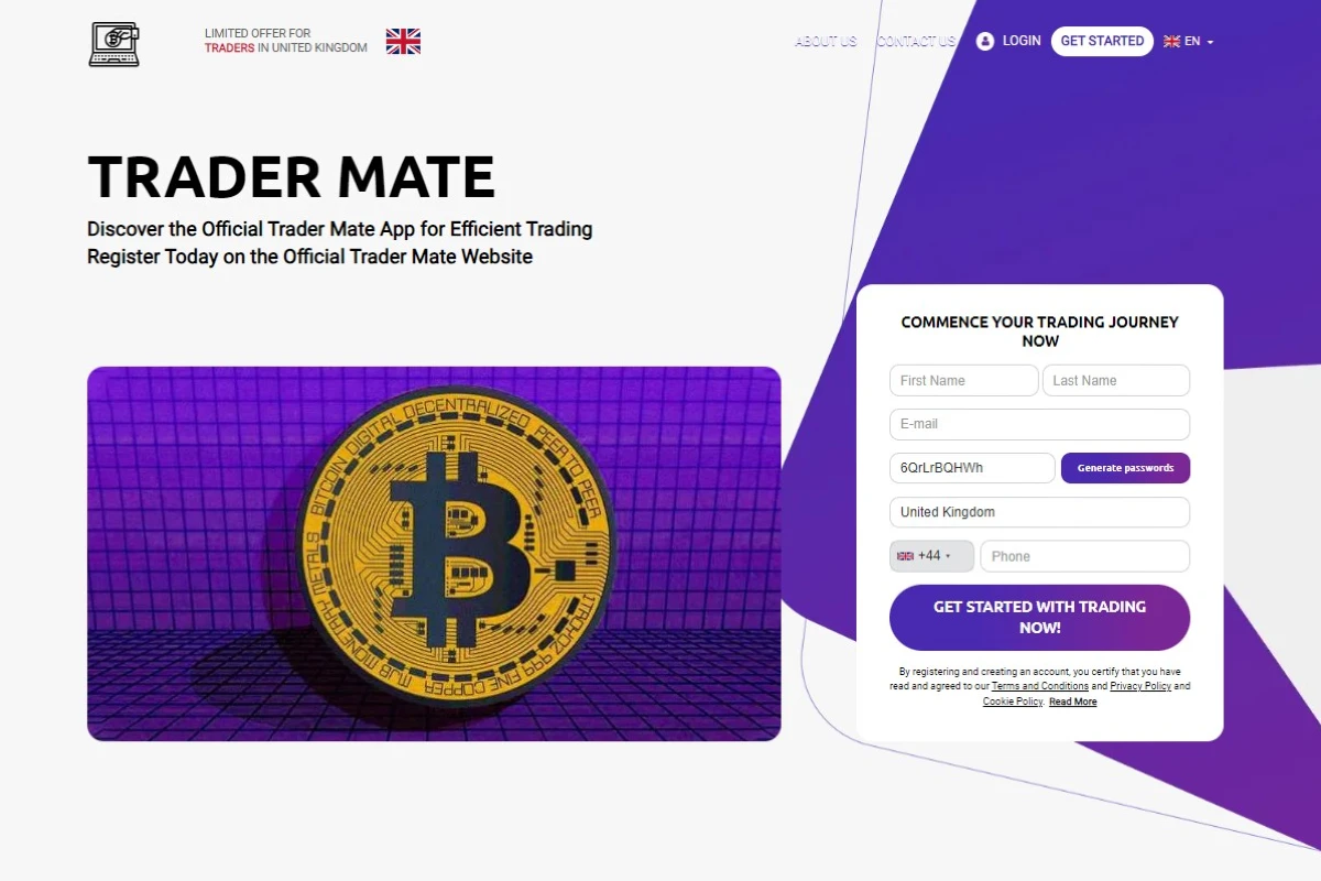 Trader Mate crypto trading platform website