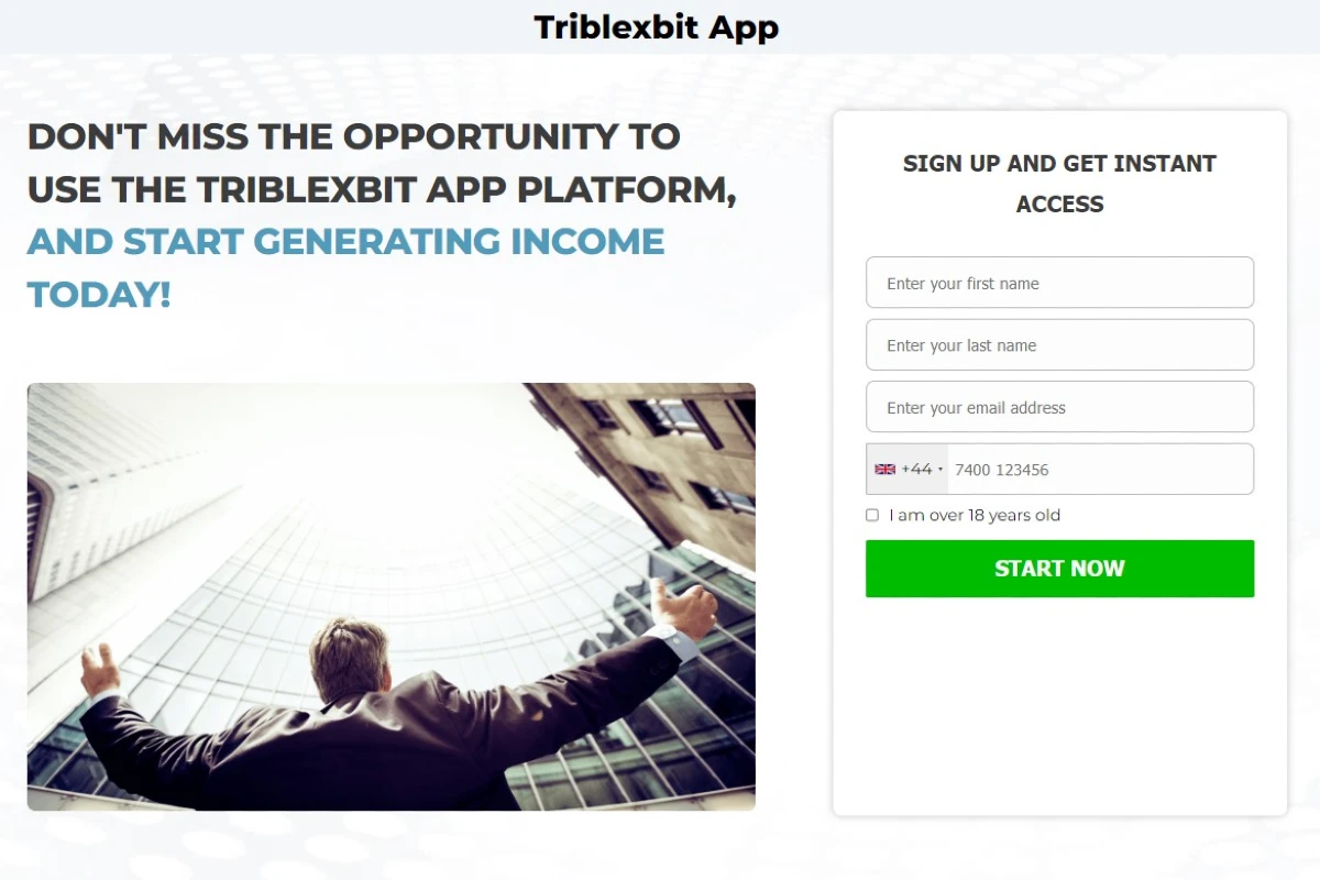 Triblexbit Crypto Trading Platform website