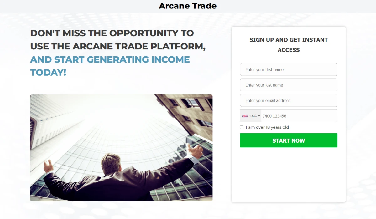 Arcane Trade Trading Platform Website