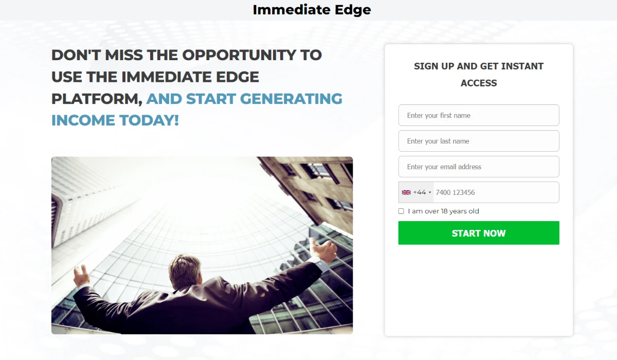 Immediate Edge Trading Platform Website