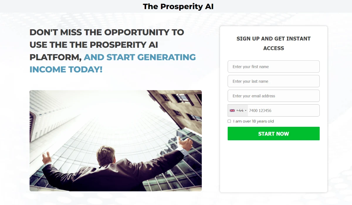 Prosperity AI Trading Platform Website