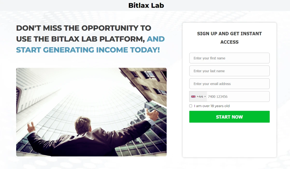 Bitlax Lab Trading Platform Website