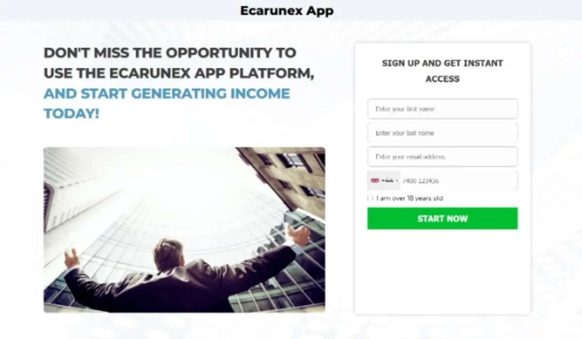 Ecarunex App Trading Platform Website