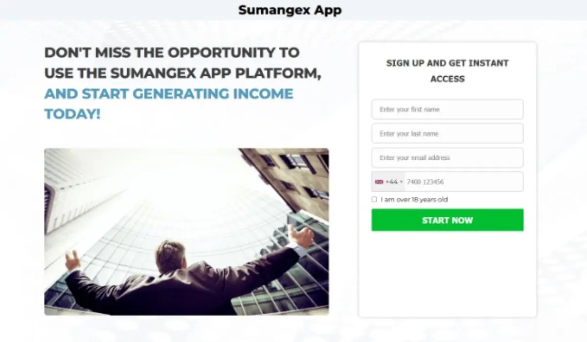 Sumangex App Trading Platform Website