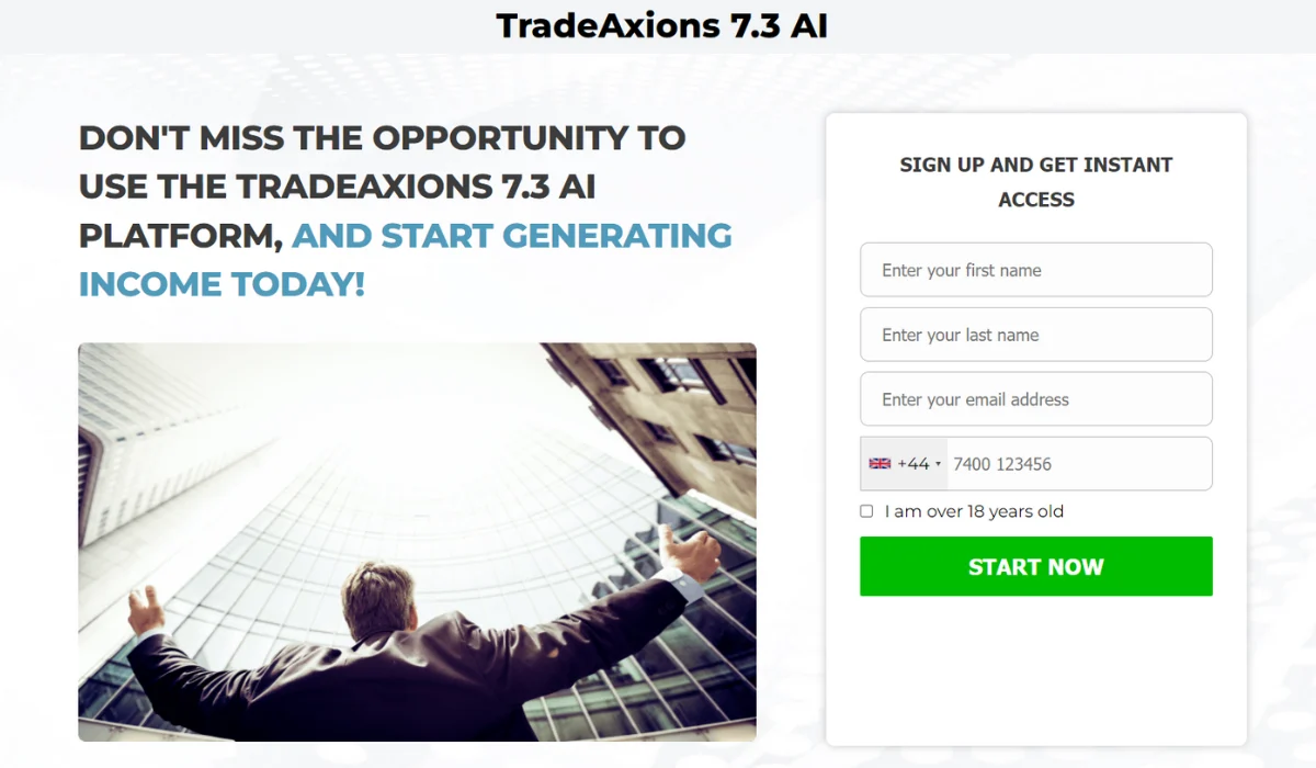 TradeAxions 7.3 AI Trading Platform Website